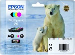 epson t2616 - cartouche encre ours polaire n° 26 - pack de 4 couleurs kcmy