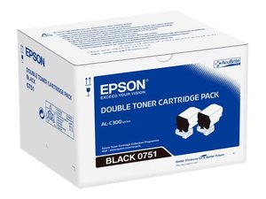 epson s050751 - toner noir workforce al-c300 - pack de 2 (2x7300pages)