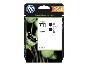 hp p2v31a - cartouche d'encre noire n° 711 (80ml) designjet t120 t520 pack de 2 